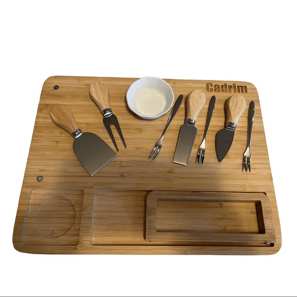 New in Box Bamboo Cheese Board Set Stainless Steel Knife, Charcuterie Platter - Picture 2 of 6
